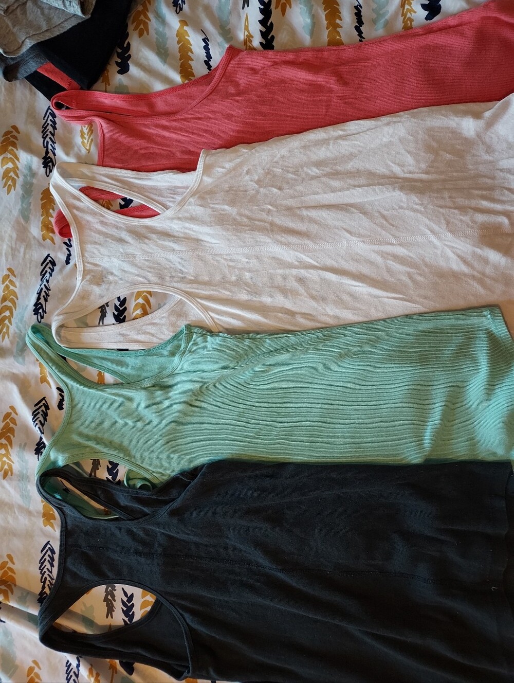 Bundle Of 4 Universal Thread Ribbed Racerback Tank - Coral, White, Mint, Black